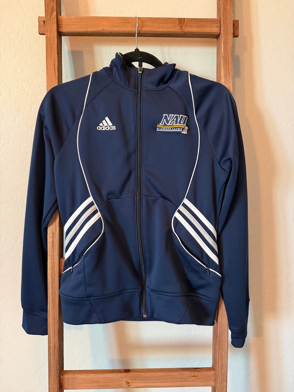 Adidas NAU Lumberjacks Track Jacket Navy Blue White Striped Full Zip- small